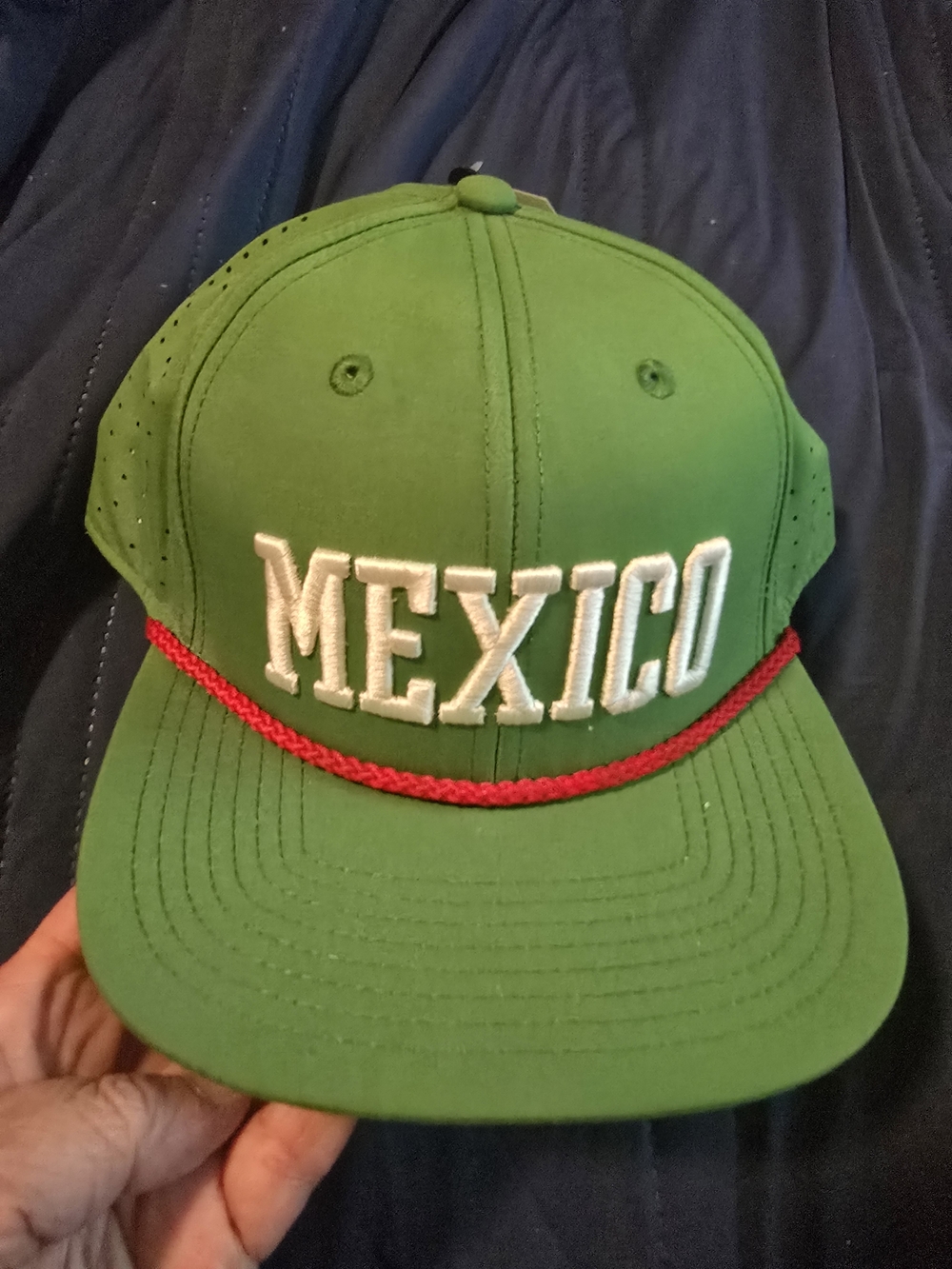 Mexico Green Baseball Cap with Red Rope Detail